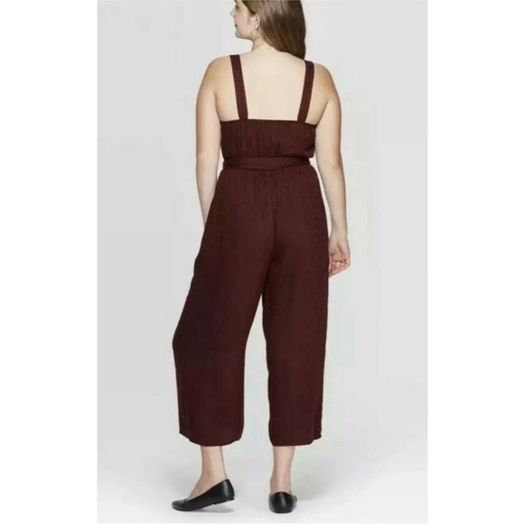 NWT Square Neck Burgundy Jumpsuit - Picture 2 of 5